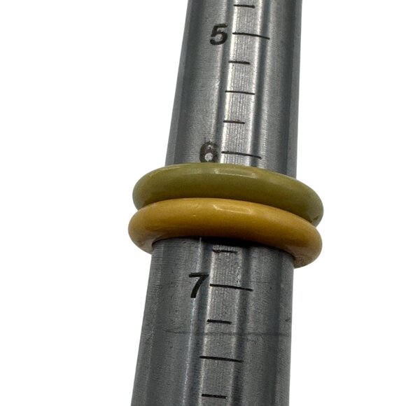 Vintage Yellow & GreenAcrylic Rings Size 6.75 - Picture 3 of 4